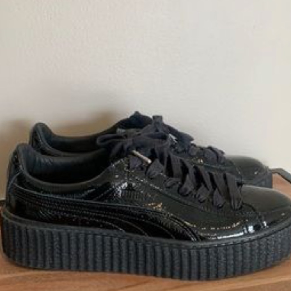 Puma x fenty by Rihanna limited edition black patent platform creeper sneakers